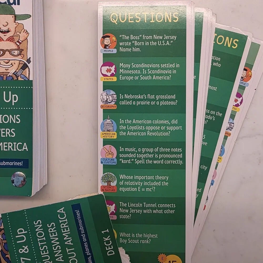 Brain Quest Smart Cards Lot of 2: For The Car Travel (7+) & America (9+)